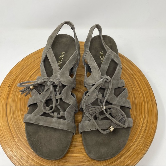 Vionic Kalie Grey Suede Wedge Strappy Slingback Sandals Size 9.5 - Picture 5 of 8